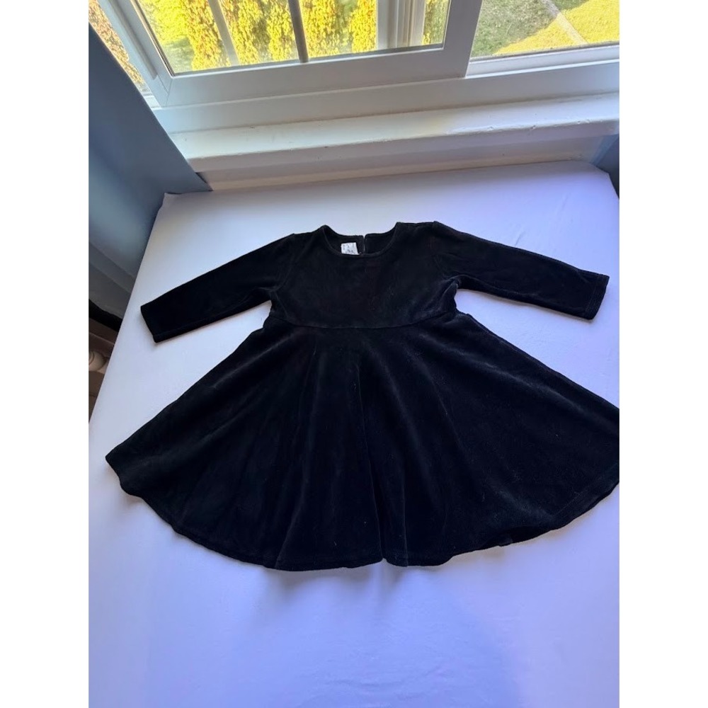 Vintage Baby Gap Black Velour Long Sleeve Dress 18-24 Months Holiday Formal